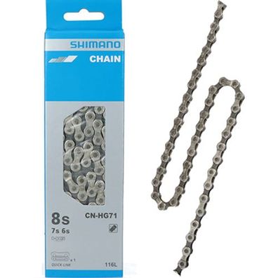 Kette Shimano CN-HG71 6/7/8-fach, 116 Glieder, silber/braun, mit Kettenschloss,