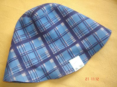 Hutstumpen Wolle Stumpen bedruckt Karo blau mittelblau 100 gr Ü 51 Rd 84cm Stu751