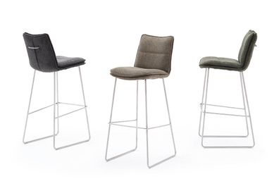 Barhocker Tresenhocker Hampton Barstuhl mit Griff Chenille Optik anthrazit