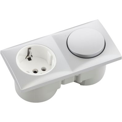 Berker Integro Flow Schalter chrom matt + Steckdose polarweiß