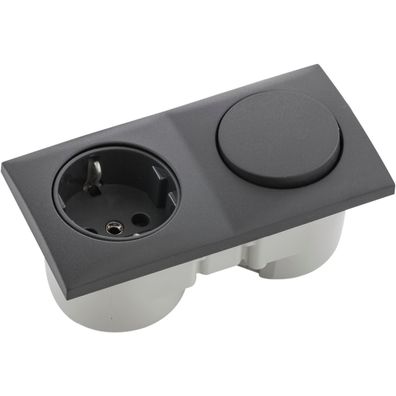 Berker Integro Flow Schalter anthrazit matt + Steckdose anthrazit