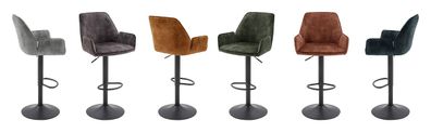 Barhocker OTTAWA BAR Barstuhl mit Armlehnen Velour Optik grau