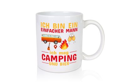 Ich mag Camping und Bier - Tasse Weiß