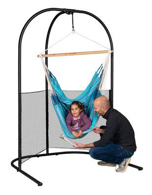 Habana-Hängesessel Comfort aus Bio-Baumwolle mit Arcada Anthracite - Verzinktes