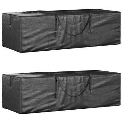 vidaXL Aufbewahrungstasche für Gartenkissen 2 Stk. Schwarz 135x40x55cm