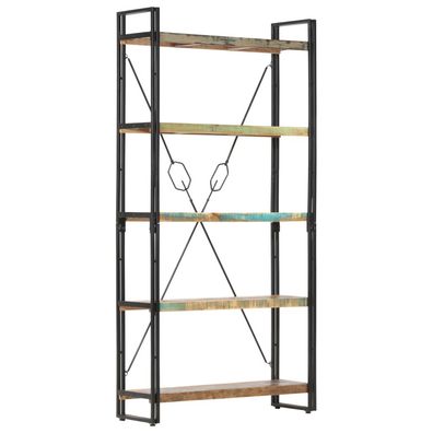 vidaXL Bücherregal 5 Fächer 90x30x180 cm Altholz Massiv