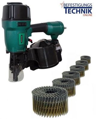 Prebena Druckluft Coilnagler 7F-CNW90 45-90mm + 7200 Coilnägel 2,5x65 Ring blank