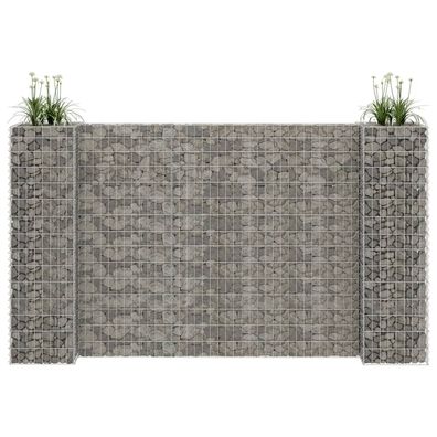 vidaXL H-förmiger Gabionen-Pflanzkorb Stahldraht 260x40x150 cm