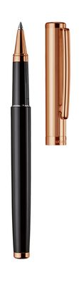 Otto Hutt Tintenroller Design 01 schwarz, Steifenguilloche, roségold