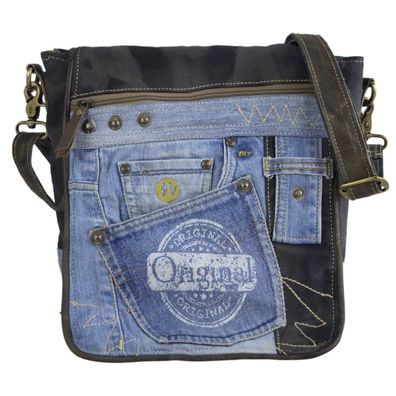Sunsa Messenger Umhängetasche Nachhaltige recycelter Jeans & Canvas Unisex Tasche