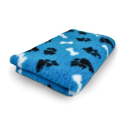 Vet Bed Hundedecke Hundebett Schlafplatz 100x75 cm Knochen+Pfoten türkis-schwarz-weiß