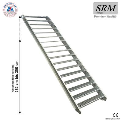 17 Stufen Stahltreppe Breite 60 - 160 cm Geschosshöhe 282 - 350 cm ohne Geländer