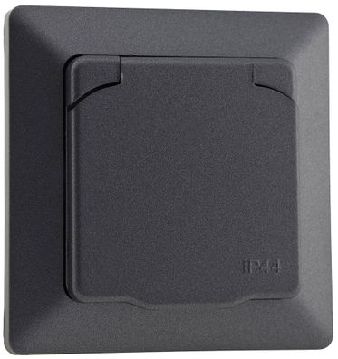 ChiliTec Milos Schutzkontakt-Steckdose IP44 250V /16A, inkl. Rahmen, UP, Anthrazit