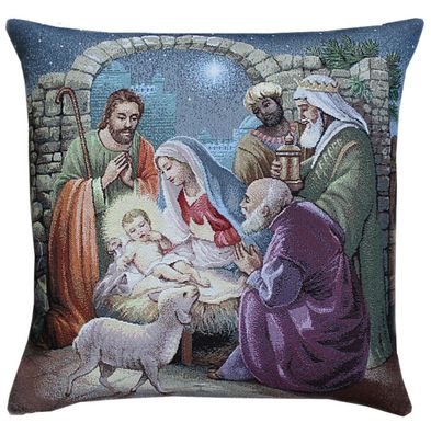 Kissenbezug Weihnachten 45x45 Krippe Gobelin Kissenhülle Kissen Hossner Betlehem