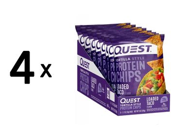 4 x Quest Nutrition Protein Tortilla Chips (8x32g) Loaded Taco