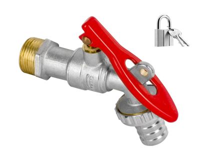Abschließbares Gartenventil 1/2 Zoll Zapfhahn Ventil Wasserhebel mit Belüfter