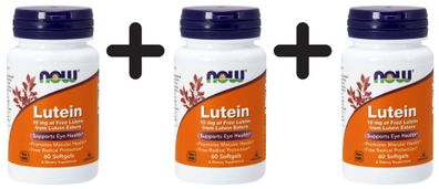 3 x NOW Foods Lutein, 10mg - 60 softgels