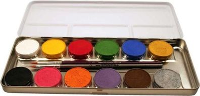 Karnevalsschminke 12 Fb. Metall-Palette