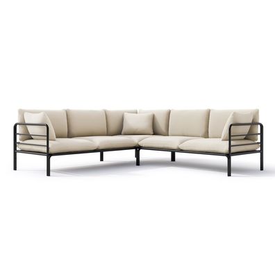 Selsey Worcully - Gartenecksofa mit wasserfestem Bezug, Beige / schwarzes Gestell