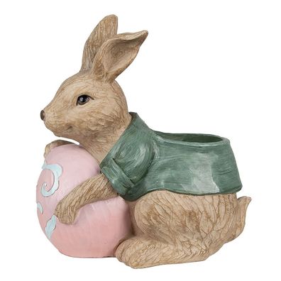 Clayre & Eef Blumentopf Kaninchen 30 cm Braun Grün Polyresin (Gr. 27x16x30 cm)