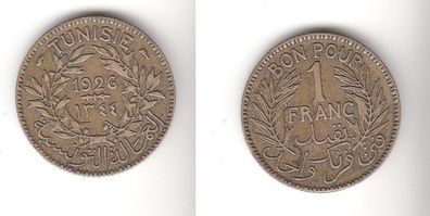 1 Franc Messing Münze Tunesien 1926 (113734)