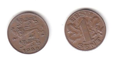 1 Sent Kupfer Münze Estland 1929 (113758)