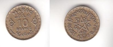 10 Francs Messing Münze Marokko (113712)