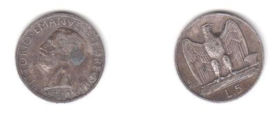5 Lire Silber Münze Italien 1927 R (113727)