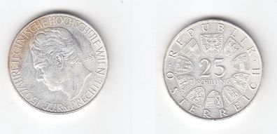 25 Schilling Silber Münze Österreich 150 Jahre Technische Uni Wien 1965 (113383)