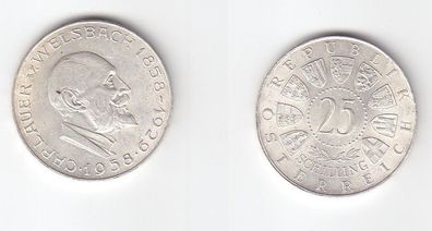 25 Schilling Silber Münze Österreich Carl Auer von Welsbach 1958 (113428)