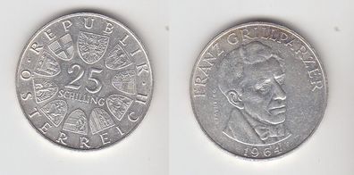 25 Schilling Silber Münze Österreich Franz Grillparzer 1964 (113805)