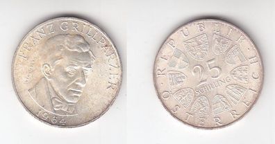 25 Schilling Silber Münze Österreich Franz Grillparzer 1964 (113445)