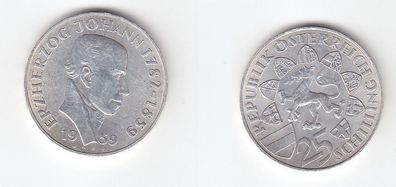 25 Schilling Silber Münze Österreich Erzherzog Johann 1782-1859, 1959 (113557)