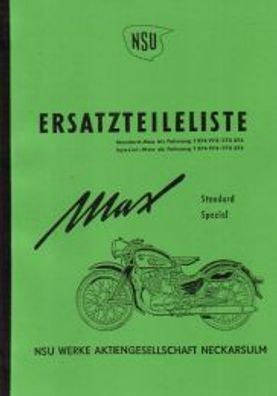 Ersatzteileliste NSU Max Standart Max Spezial, Motorrad, Oldtimer