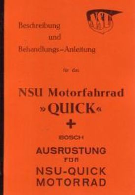 Bedienungsanleitung NSU Quick, mit Boschausrüstung, Motorrad, Oldtimer
