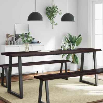 vidaXL Tischplatte 200x40x(2-4) cm Massivholz Behandelt Baumkante