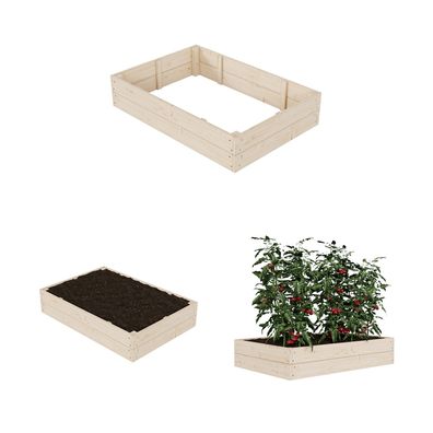 QLS Hochbeet 120x80 cm aus Holz zum Bepflanzen von Gemüse Kräutern Garten 11167