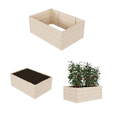 QLS Hochbeet 120x80x48 cm aus Holz für Gemüse Kräutern Stapelbar Deko 11170