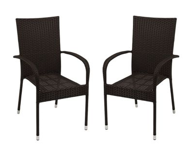 2x Wicker Stapelstuhl braun Gartenstuhl Terrassenstuhl Gartensessel stapelbar