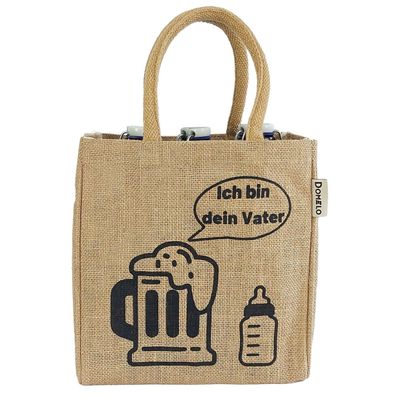 Domelo Flaschen Tasche Flaschenträger 6 Fächer Jute Bierflaschenträge Einkaufskorb