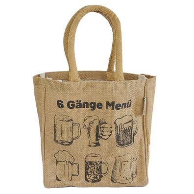 Domelo Flaschen Tasche Flaschenträger 6 Fächer Jute Bierflaschenträge Einkaufskorb