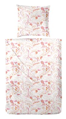 Primera Soft-Seersucker Bettwäsche 155x220 Paisley pink weiß 213066-40