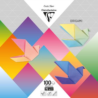 Clairefontaine 95011C Origami Uni, Packung mit 100 Blättern, 20 x 20 cm, 70 g