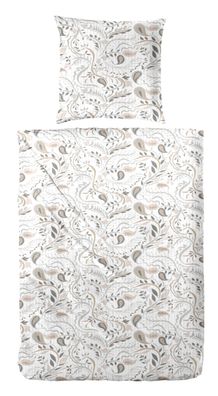 Primera Soft-Seersucker Bettwäsche 155x220 Paisley weiß grau beige 213066-70