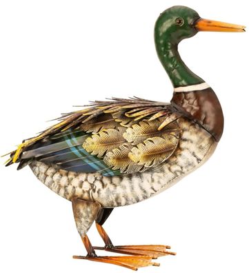 Ente Metall stehend 35cm Tierfigur Bauernhof Haus Hof Garten Teich Dekoration