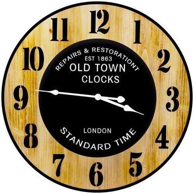 Wanduhr Grosse Analog Küchenuhr Wohnzimmeruhr Bürouhr 50 cm Holz leise Retoo