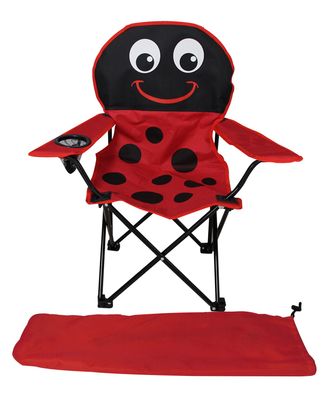 Kinder Campingstuhl Anglerstuhl rot Getränkehalter und Tasche Motiv Marienkäfer