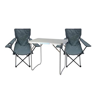 3-tlg. Schwarz Campingmöbel Set, Tisch mit Tragegriff und Stühle mit Tasche