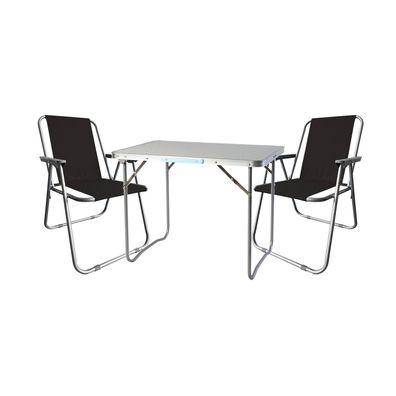 3tlg Campingmöbel Set Outdoormöbel Alu Tragegriff Camping L80xB60xH68cm schwarz