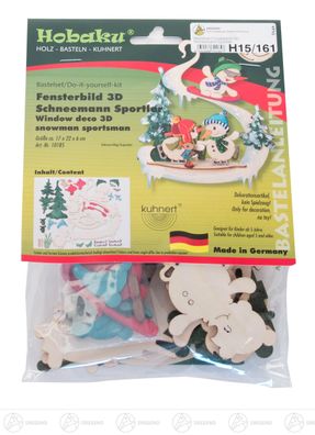 Bastelsatz Fensterbild 3D Schneemann Sportler BxHxT = 17x22x6cm NEU Erzgebirge